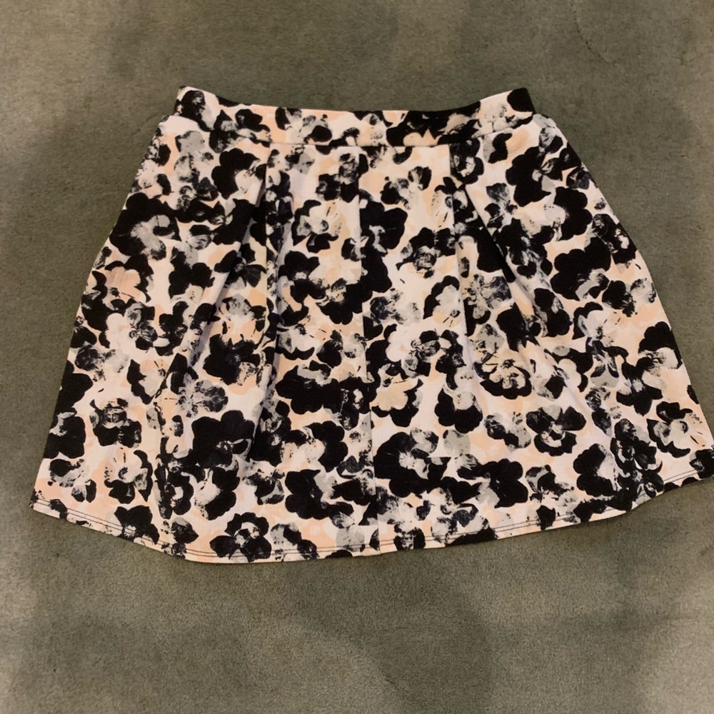 Floral Black and White Skirt